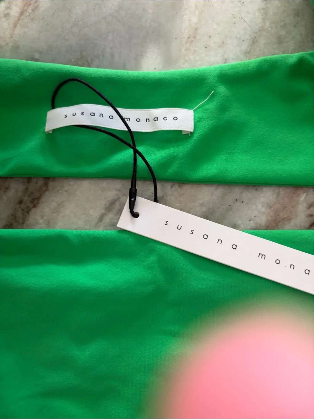 NWT Susana Monaco Green High-Waist Bikini Set with Knot Bandeau